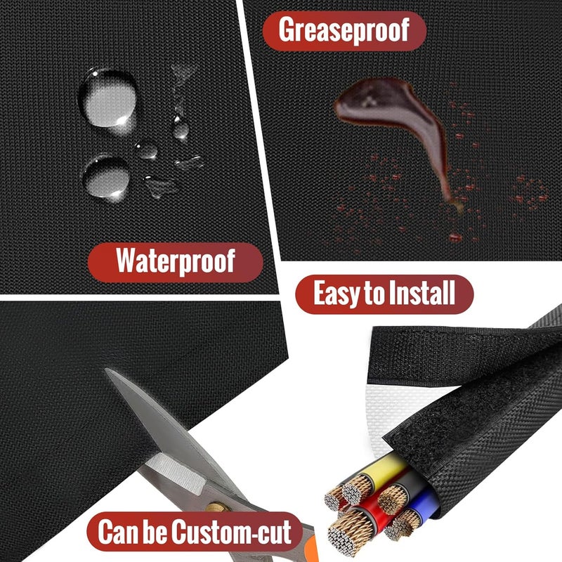 Amerbro Wire Heat Shield for Hose Lines & Electrical Wiring, Heat Shield Wrap Automotive for Exhaust and High-Temperature Pipes with 20 Pcs Stainless Steel Ties, 1/2" I.D.x 10FT, Black - Image 5